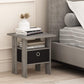 Andrey Set of 2 End Table / Side Table / Night Stand / Bedside Table with Bin Drawer, French Oak Grey