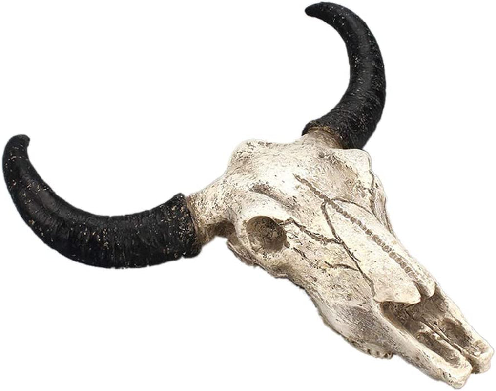 1Pcs Resin Wall Hanging Horn Skulls Steer Bull Head Sculpture Long Horn Cow Skull Wall Hanging Mounted Longhorn Steer Resin Wall Deco (NO.1)