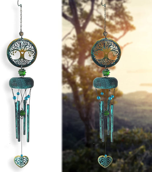 Wind Chimes Outdoor, Tree of Life Wind Chimes, Memorial Wind Chimes, Birthday Gifts, Gifts for Mom, Momgrandma Gifts, Retro Asphalt Chime for Outdoor Decor, Garden Decor, Yard Decorations, 27 Inch