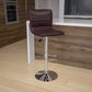 Flash Furniture Betsy Modern Brown Vinyl Adjustable Bar Stool with Back, Counter Height Swivel Stool with Chrome Pedestal Base