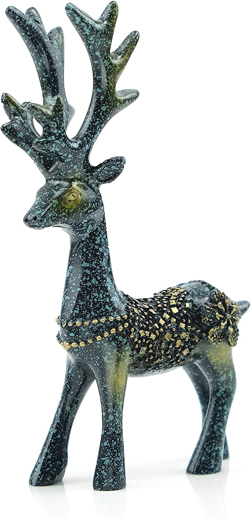 2PCS Reindeer Figurines,Nordic Modern Style Resin Sitting and Standing Deer Statue Decorations for Office Bedroom Family Living Room (Blue)