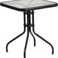 23.5'' Square Tempered Glass Metal Table