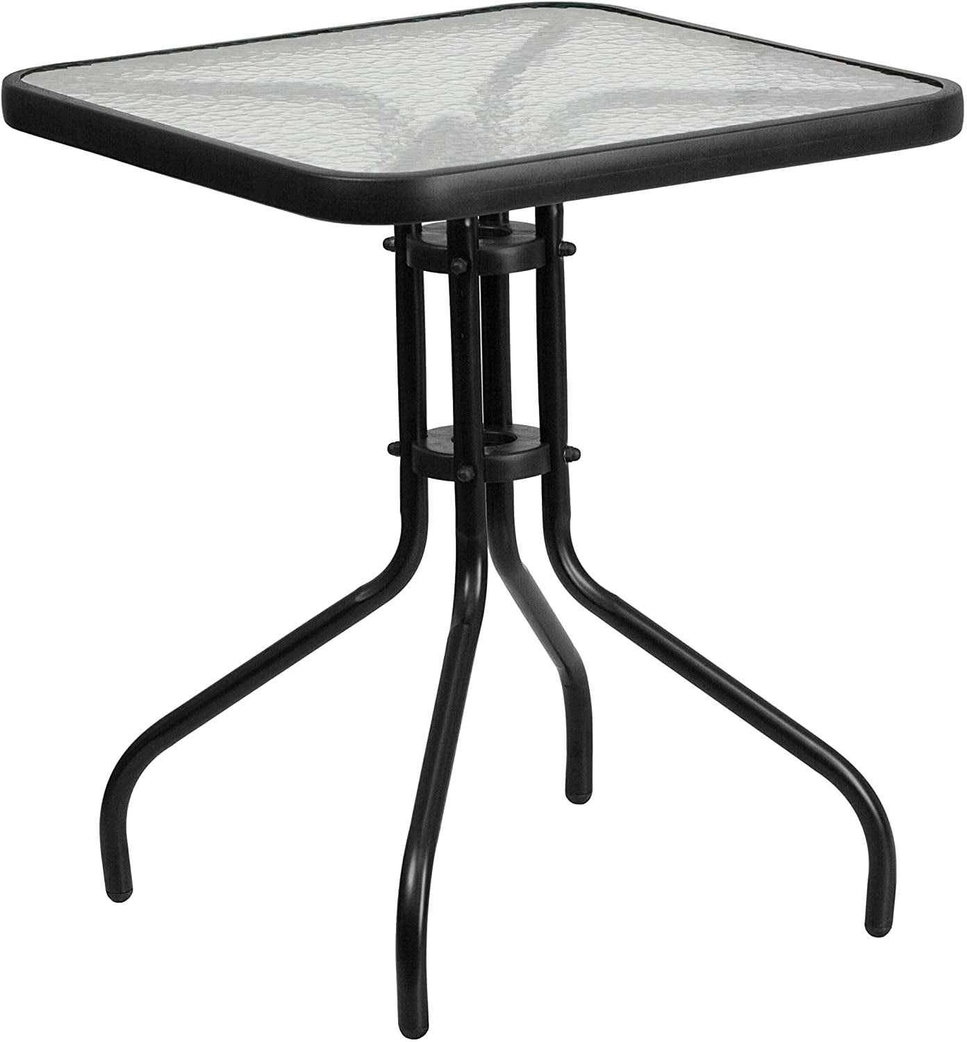 23.5'' Square Tempered Glass Metal Table