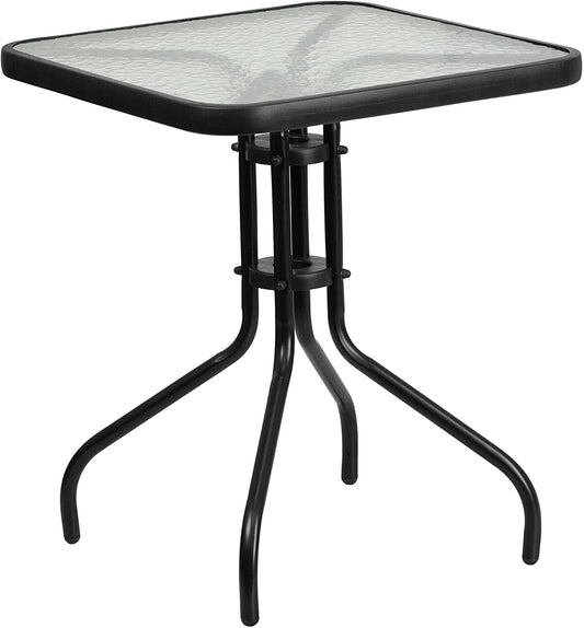 23.5'' Square Tempered Glass Metal Table