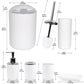 White Bathroom Accessories Set 6 Piece Bath Ensemble for Decorative Countertop