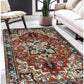 Collection Traditional Oriental Area Rug - 3’ X 5’ Faux Wool Non-Slip Area Rug Accent Distressed Throw Rugs Floor Carpet for Living Room Bedrooms Laundry Room Decor (3’ X 5’, Red)