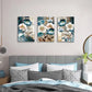 Lotus Flower Canvas Wall Decor Living Room White and Indigo Blue Floral Picture Wall Art for Dining Room Bedroom Bathroom Kitchen Prints Paintings for Home Decorations