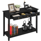 Topeakmart 3-Drawer Wooden Console Table Entryway Table with Storage Shelf Pine Wood Legs, Black
