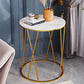 Faux Marble Side Table X-Shape Round End Table Modern Small Accent Home Decor for Living Room Black/White
