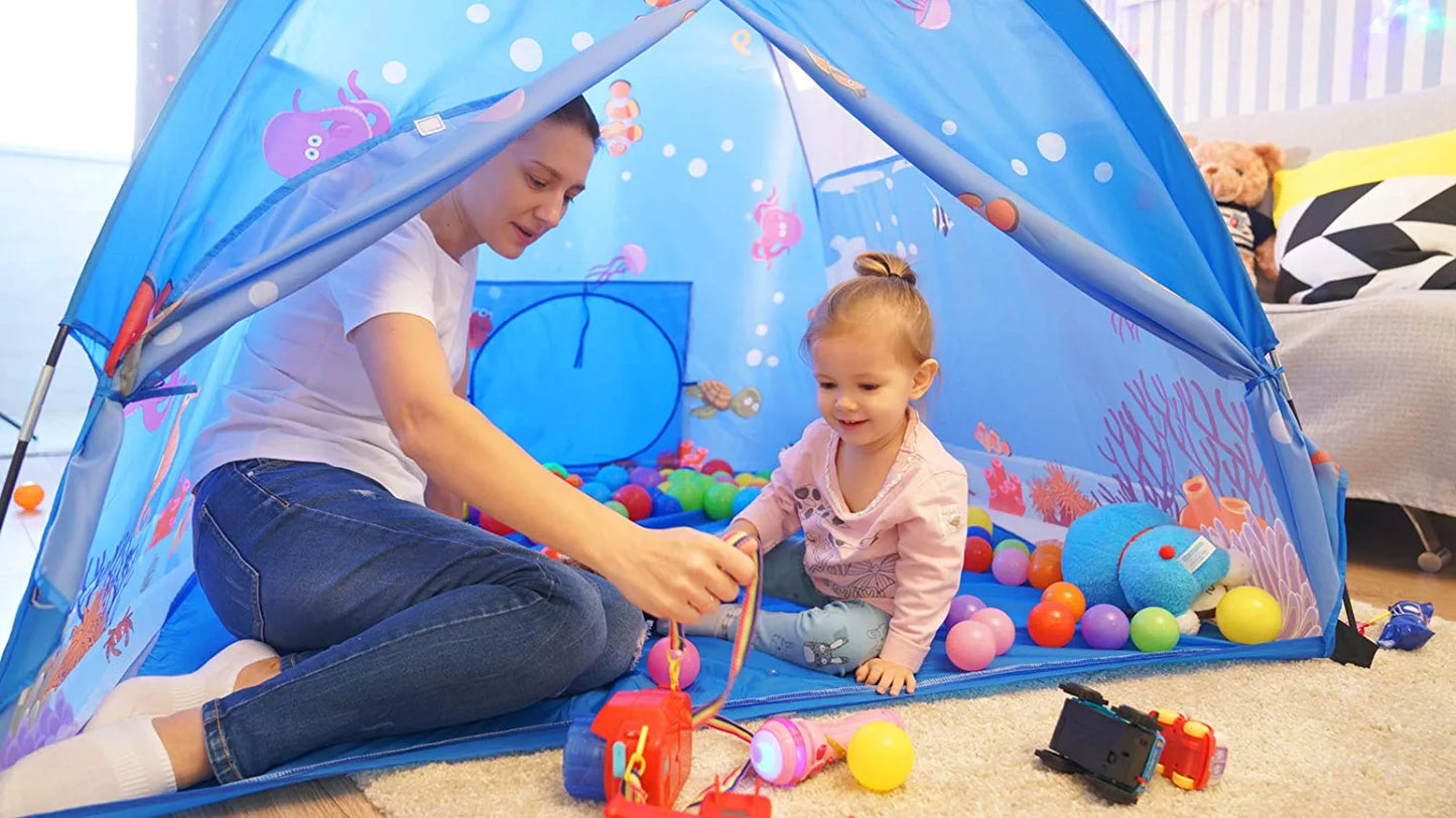 Homfu Kids Play Tent Outdoor Boys Indoor Playhouse for Children Tents Toddler Girls Gift Game Play Housetoys (Blue)