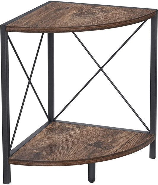 Rustic Corner Shelf for Desktop, 2 Tier Corner Storage Organizer, Freestanding Corner Shelf Stand Display Rack for Kitchen Counter, Cabinet, Living Room, 13’’ /L X 13’’ /W X 16.1’’ /H