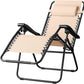 Outdoor Textilene Adjustable Zero Gravity Folding Reclining Lounge Chair with Pillow, Beige