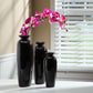 Set of 3 Black Ceramic Vases. Ideal Gift for Wedding or Special Occasions for Use in Home Office Decor Spa Aromatherapy Settings O9