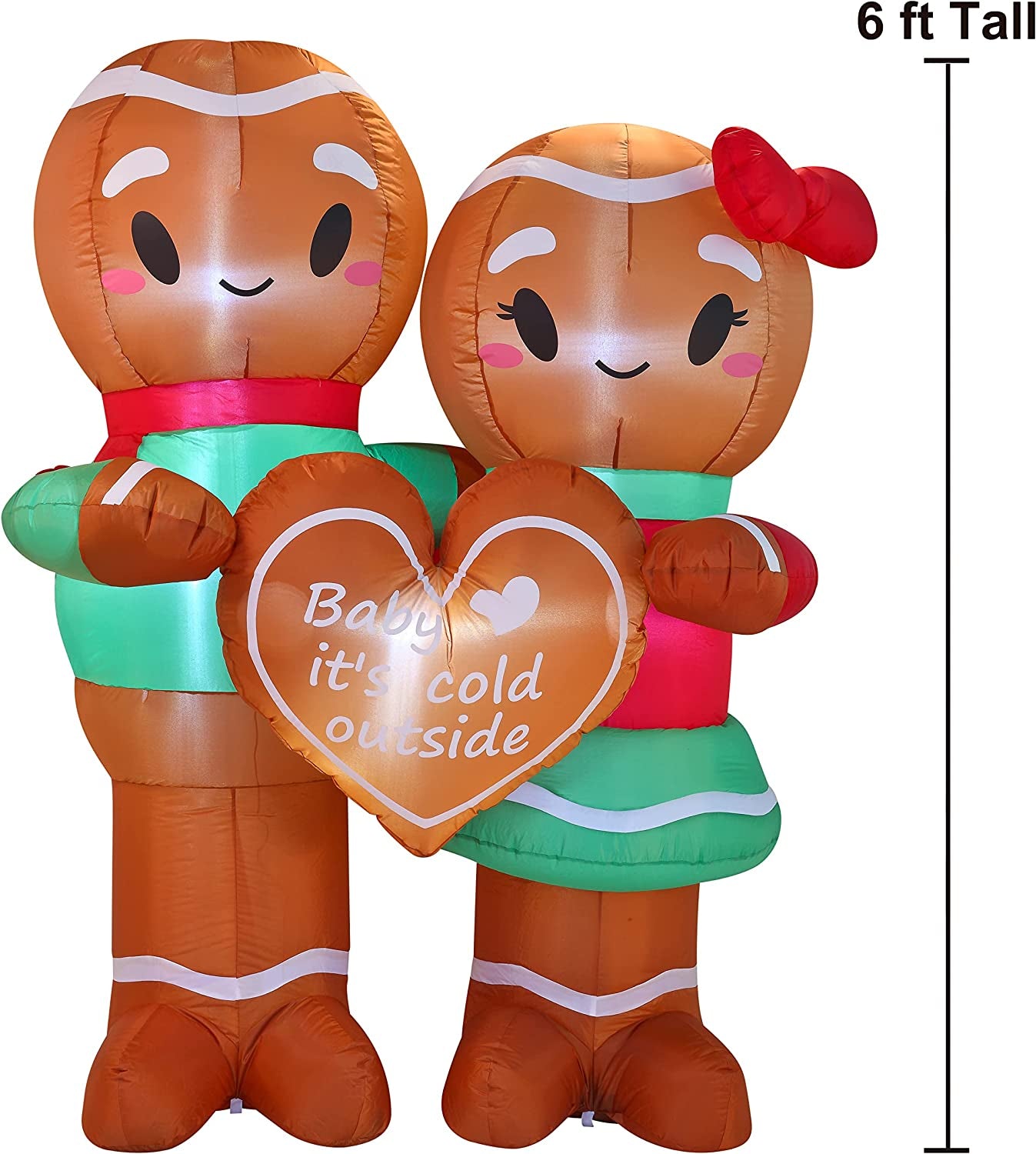 Christmas Inflatables Outdoor Decorations, 6 FT Inflatable Gingerman Couple with Build-In Blow up Inflatables for Christmas Party Indoor, Outdoor, Yard, Garden, Lawn Winter Decorations