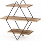 Floating Shelves, Rustic Wood Geometric Wall Shelf, 3 Tier Diamond Metal Storage Shelves for Bedroom, Bathroom, Living Room, Kitchen, Office, Black and Brown