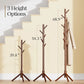 Coat Rack, Wooden Coat Rack Stand with 3 Height Options and 8 Hooks, Sturdy Freestanding Coat Rack for Clothes/Bags/Hats, Coat Rack for Home/Office/Entryway/Hallway, PIWCR01, Brown