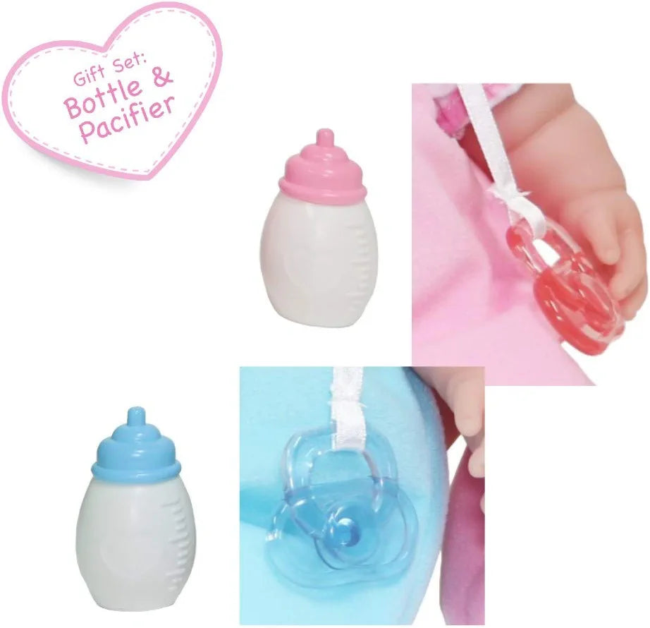 Twins 13" Realistic Soft Body Baby Dolls | JC Toys - Berenguer Boutique | Twins Gift Set with Removable Outfits and Accessories | Pink and Blue | Caucasian | Ages 2+