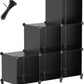 6-Cube Storage Organizer, Closet Organizer Storage Shelf Bookcase Bookshelf with Metal Hammer, Storage Cubes Organizer Cabinet for Kids, Closet, Bedroom, Bathroom, (11.8X11.8X11.8 Inch), Black