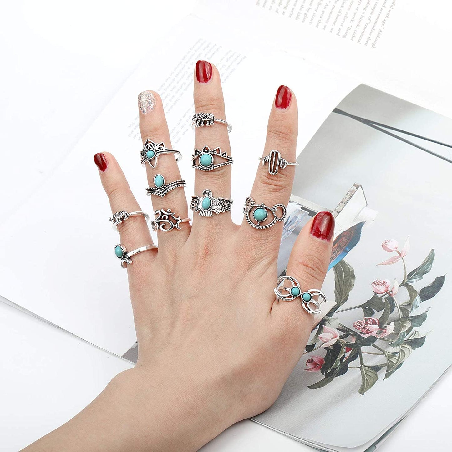 60-99 Pcs Knuckle Rings for Women Stackable Rings Set Silver Rings Gold Bohemian Retro Vintage Joint Finger Rings Hollow Carved Flowers Knuckle Midi Rings