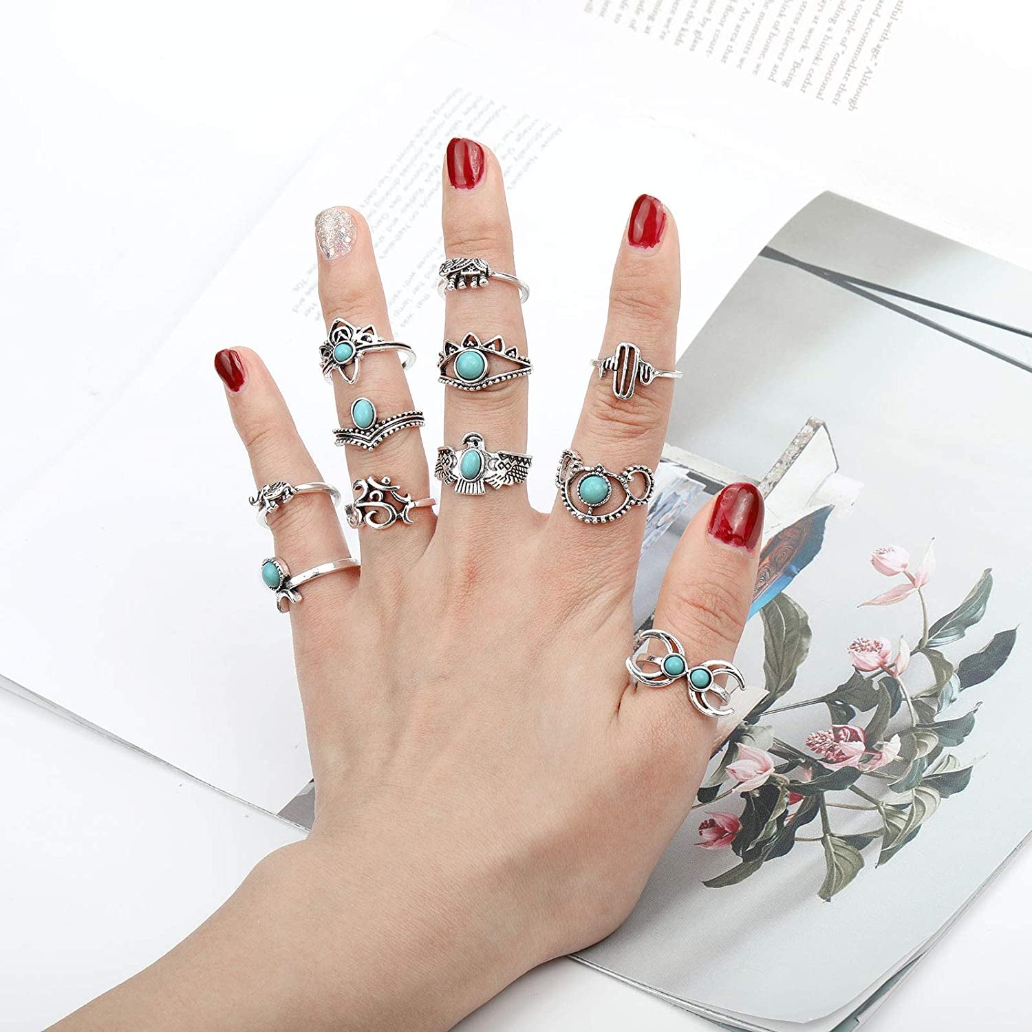 60-99 Pcs Knuckle Rings for Women Stackable Rings Set Silver Rings Gold Bohemian Retro Vintage Joint Finger Rings Hollow Carved Flowers Knuckle Midi Rings