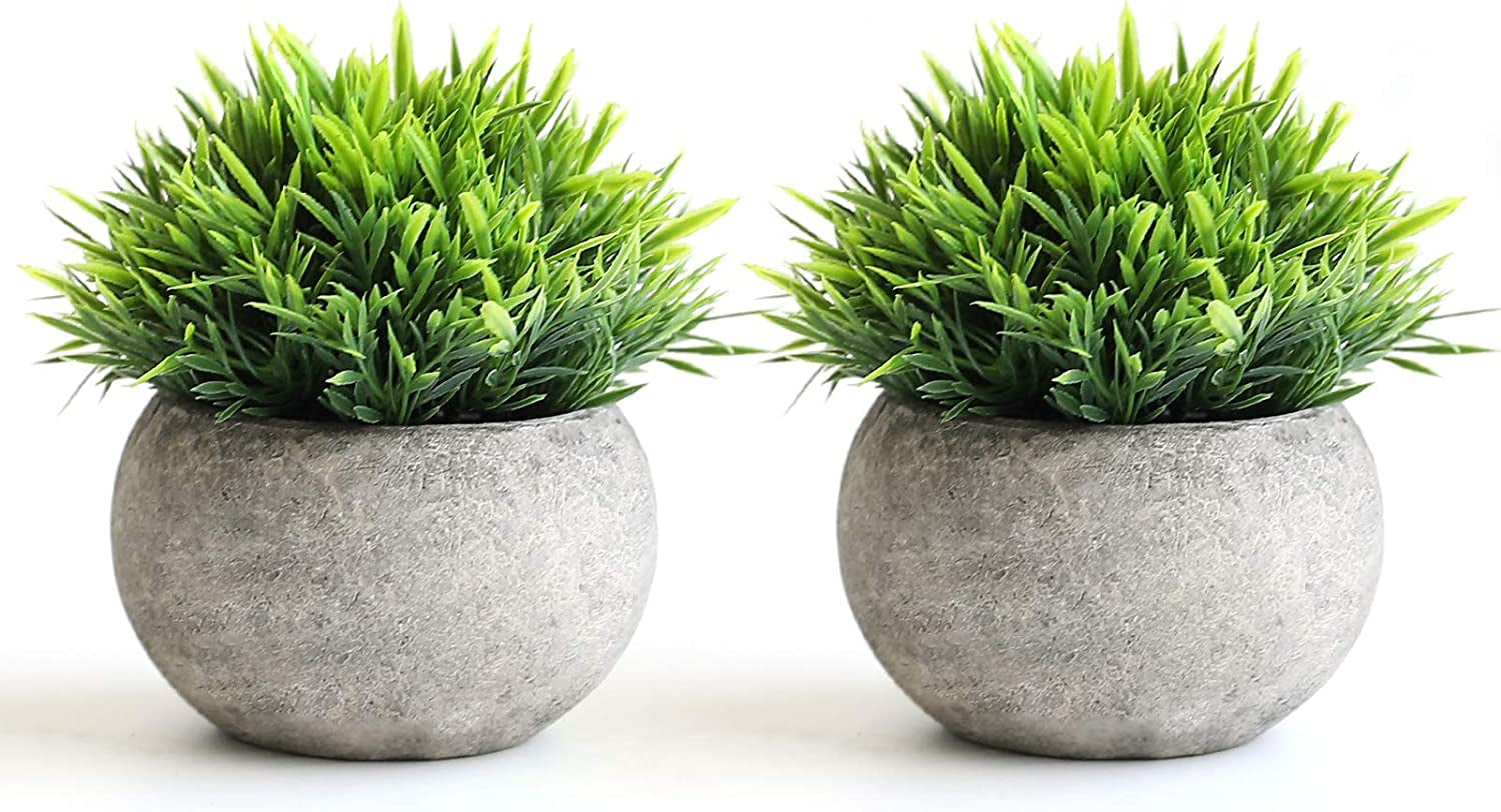 2 Pcs Fake Plants for Bathroom/Home Office Decor, Small Artificial Faux Greenery for House Decorations (Potted Plants)