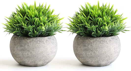 2 Pcs Fake Plants for Bathroom/Home Office Decor, Small Artificial Faux Greenery for House Decorations (Potted Plants)
