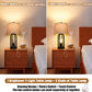 Touch Bedside Table Lamps with Rotary Switch Set of 2, 3-Way Dimmable Bedroom Living Room Lamps with USB Charging Ports, Industrial Nightstand Lamp with Fabric Lampshade for Reading, Bulbs Included