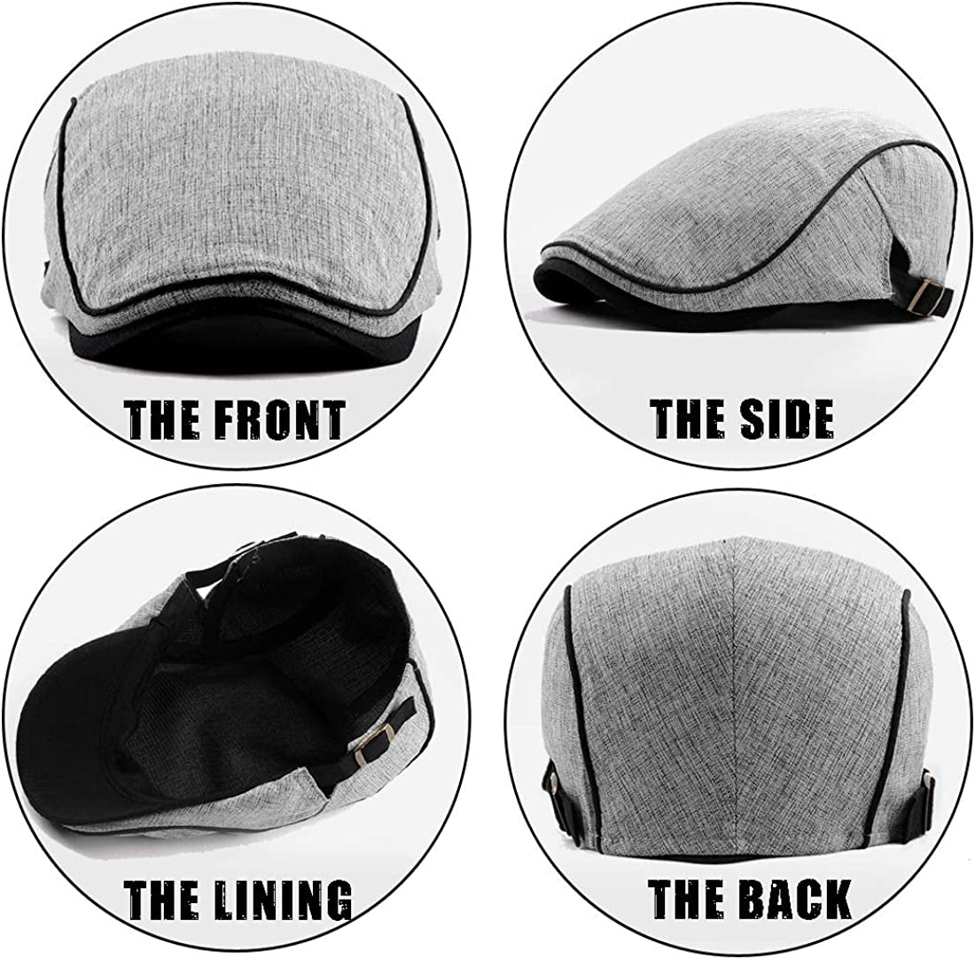 2 Pack Camo Newsboy Cap for Men Cozy Cotton Flat Ivy Gatsbay Hat Breathable Mesh Outdoor Cabbie Beret Hat