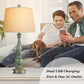 Farmhouse Lamp for Living Room Set of 2 Rustic Table Lamps 3 Way Dimmable Bedside Nightstand Lamp for Bedroom with 2 USB Port and One Outlet,Bulb Included
