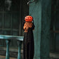 47.2" Halloween Hanging Pumpkin Ghost Animated Halloween Decorations with Sound & Light, Scary Creepy Spooky Props for Halloween Décor Outdoor, Haunted House