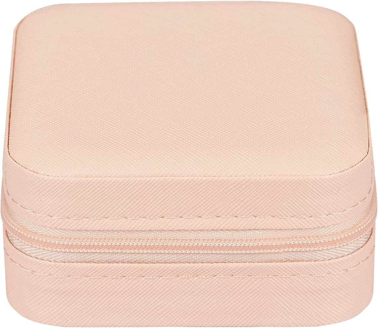 PU Leather Small Jewelry Box, Travel Portable Jewelry Case for Ring, Pendant, Earring, Necklace, Bracelet Organizer Storage Holder Boxes (Pink)