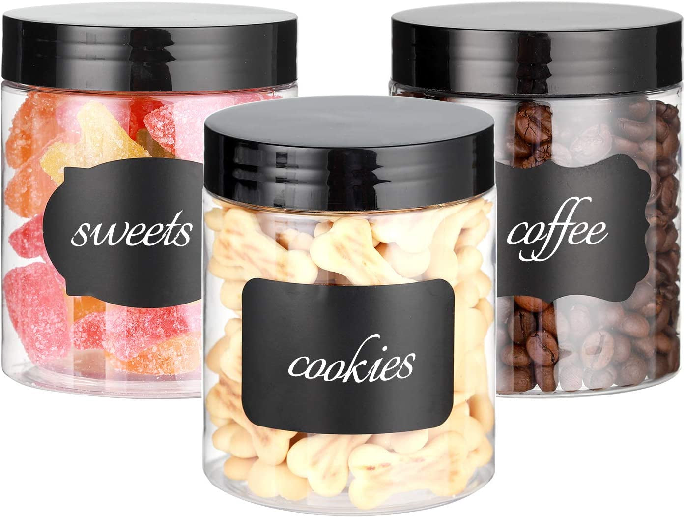 8 OZ Plastic Jars with Lids, () 24 Pack Clear Plastic Slime Containers for Kitchen and Household Food Storage of Dry Goods, Creams and More, BPA Free
