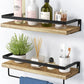 Floating Shelves, Bathroom Shelf with Towel Bar, Wall Shelves for Bathroom/Living Room/Kitchen/Bedroom, Light Brown Shelves Set of 2 - AMFS01