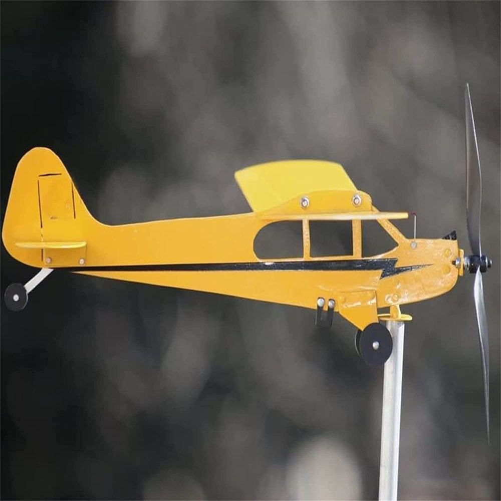 Piper J3 Cub Airplane Weathervane, Metal Weather Vane Decoration Gifts, for Any Garden Pergola Deck Gazebos or Yard, for Flight Lovers