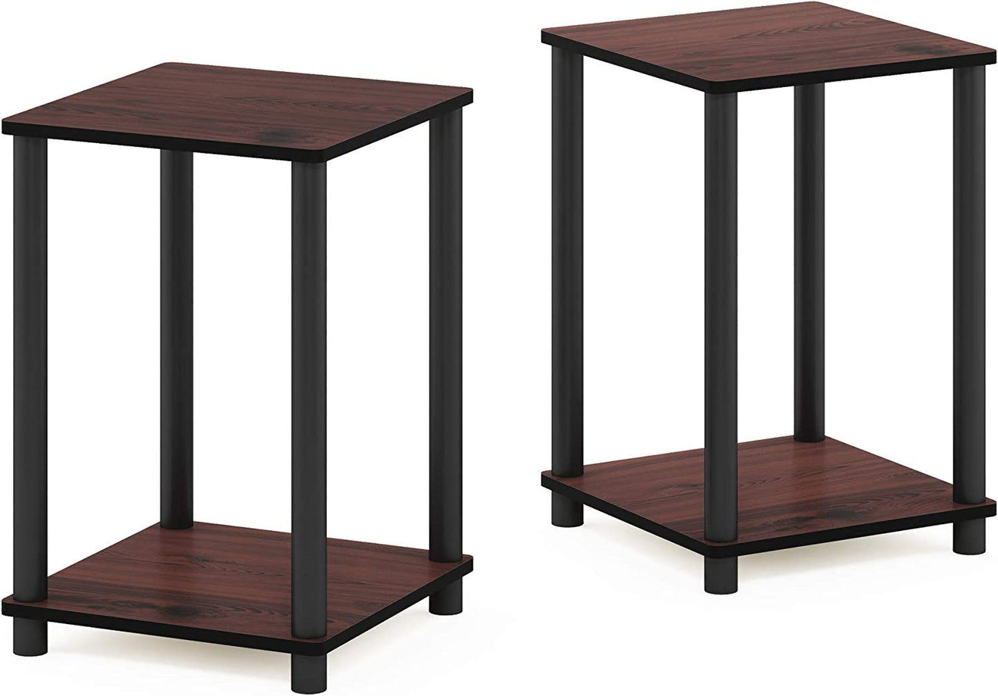 Turn-N-Tube End Table Corner Shelves, Set of 2, Dark Cherry/Black