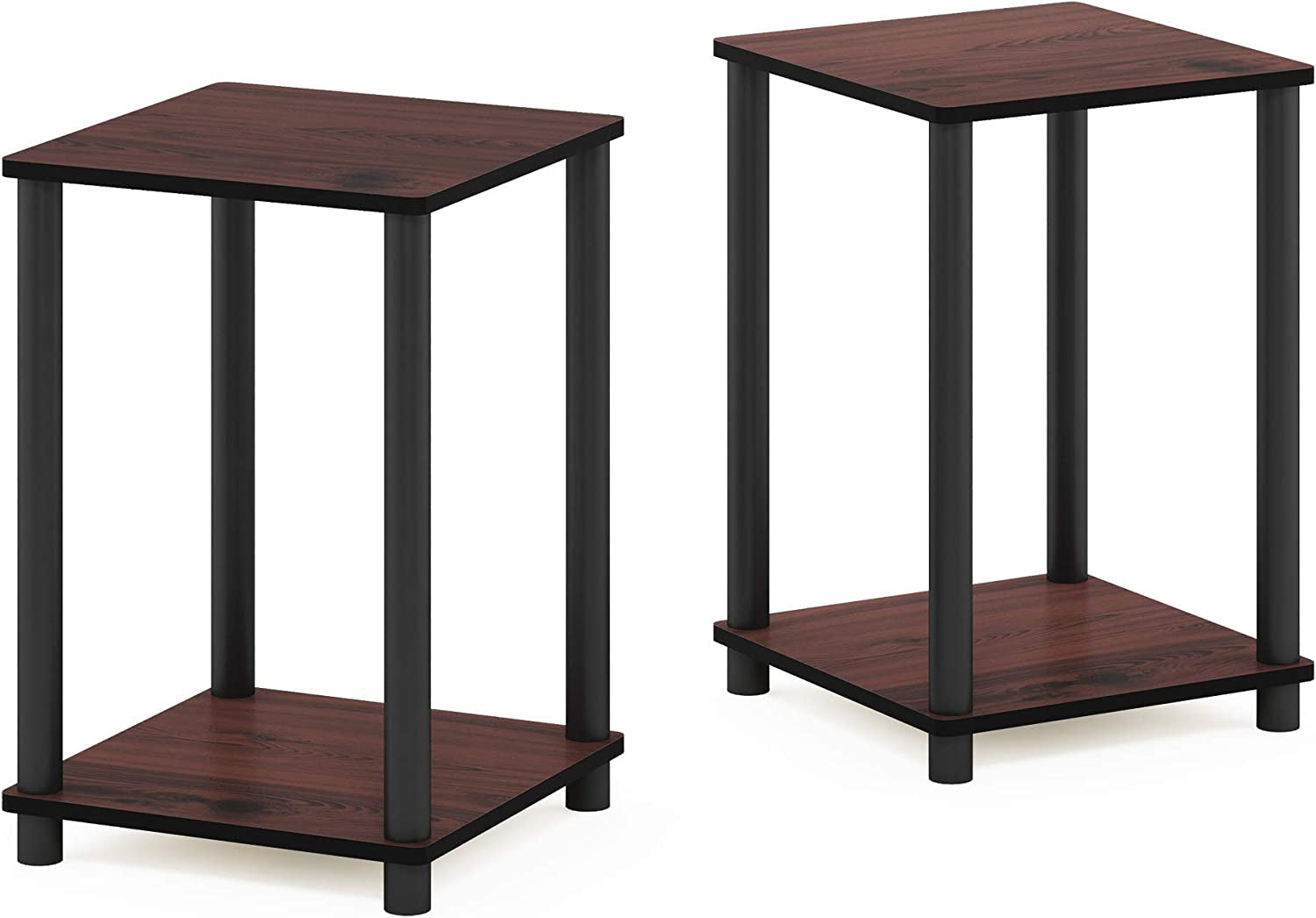 Turn-N-Tube End Table Corner Shelves, Set of 2, Dark Cherry/Black