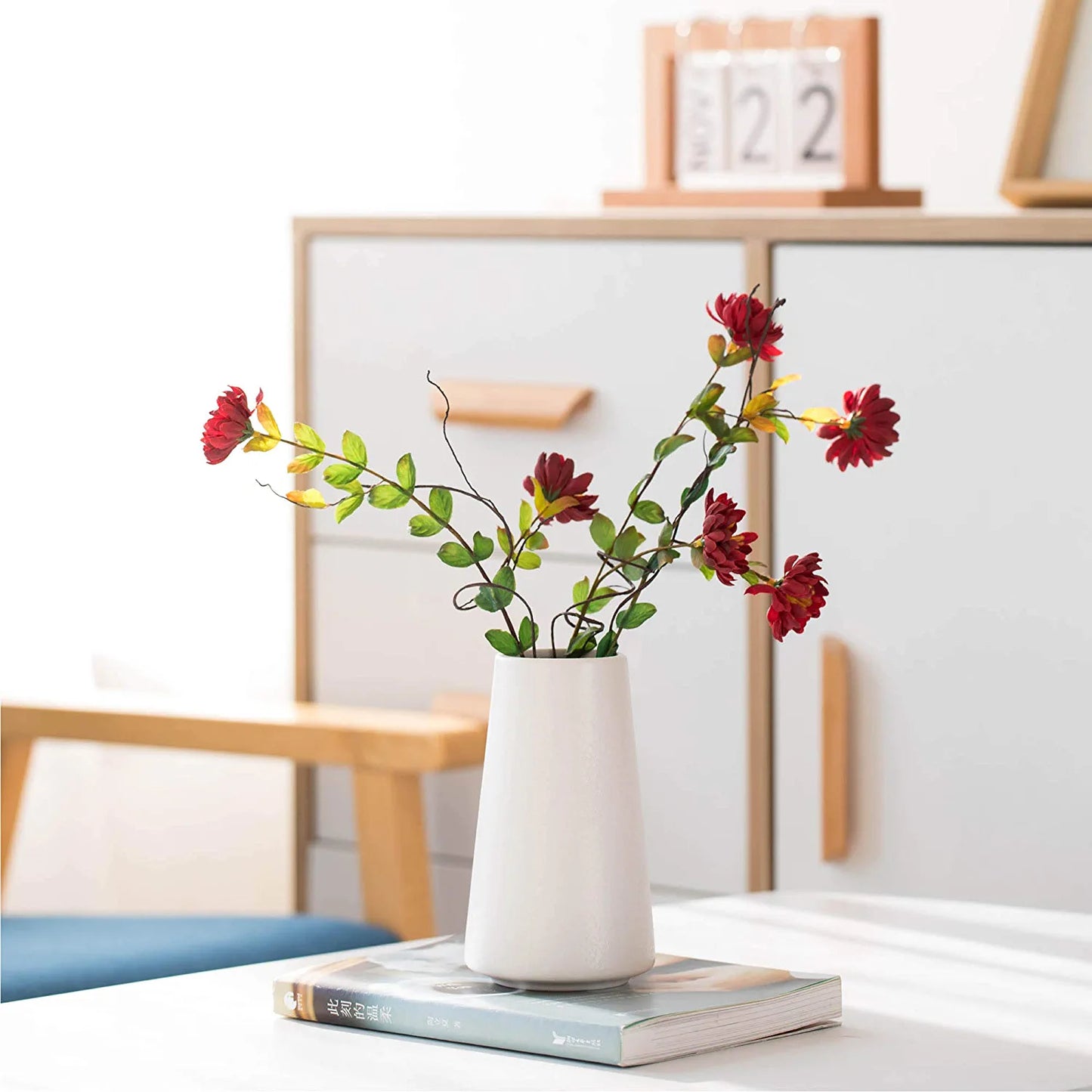 Ceramic Vase - Flower Vase Minimalism Style for Modern Table Shelf Home Decor, Fit for Fireplace Bedroom Kitchen Living Room Centerpieces Office Desk