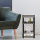 Just 3-Tier Turn-N-Tube End Table / Side Table / Night Stand / Bedside Table with Plastic Poles, 1-Pack, French Oak Grey/Black