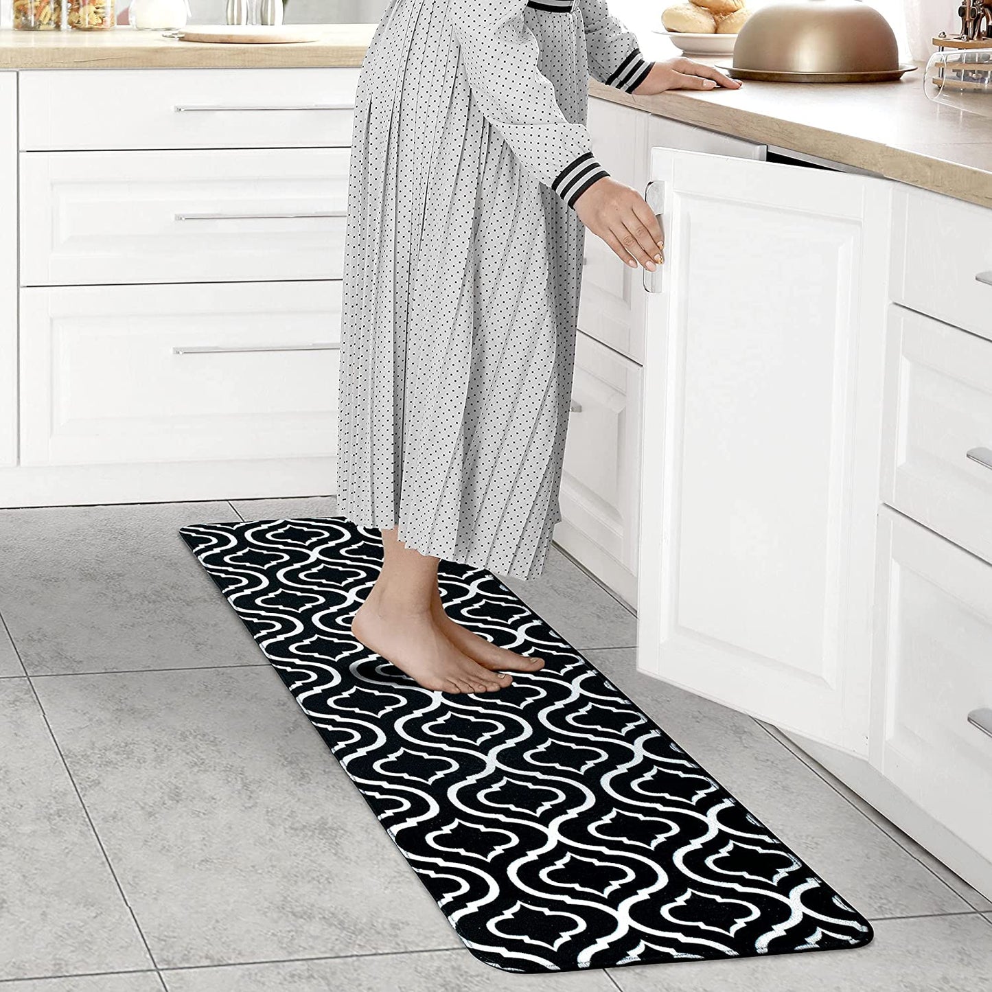 Kitchen Rug Set, 2 Pc. Set, Decorative and Modern Area Floor Runners, Soft, Absorbent, and Washable with Non-Skid Backing, Plush Small and Large Mats