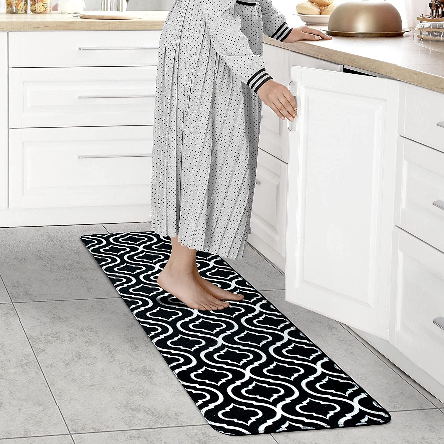 Kitchen Rug Set, 2 Pc. Set, Decorative and Modern Area Floor Runners, Soft, Absorbent, and Washable with Non-Skid Backing, Plush Small and Large Mats