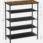 Shoe Rack 5 Tier, Narrow Shoe Organizer for Closet Entryway, with 4 Fabric Shelves and Top for Bags, Shoe Shelf, Steel Frame, Industrial, Rustic Brown and Black ULBS036B01