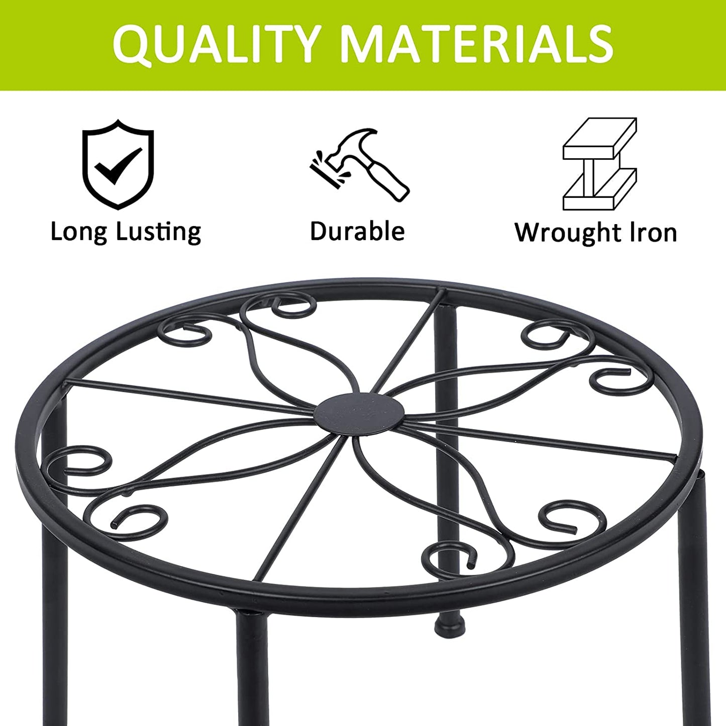 4-Pack Decent Metal Plant Stands, Anti-Rust Iron Flower Pot Stand, Heavy Duty Plant Pot Shelf, Decoration Racks for Home Indoor and Outdoor
