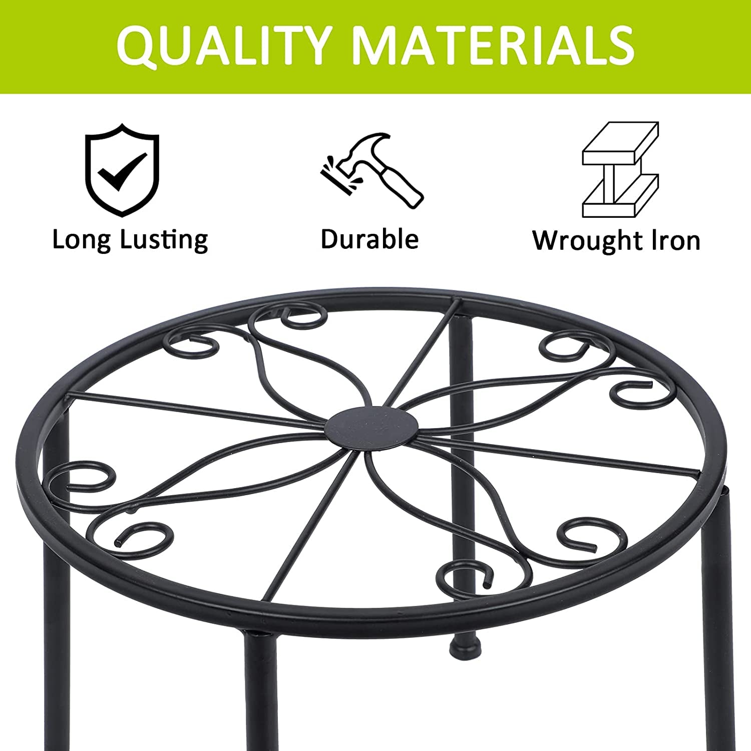 4-Pack Decent Metal Plant Stands, Anti-Rust Iron Flower Pot Stand, Heavy Duty Plant Pot Shelf, Decoration Racks for Home Indoor and Outdoor