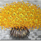 Handmade Yellow Flower Wall Art on Canvas One Piece Painting Gray Modern Abstract Artwork