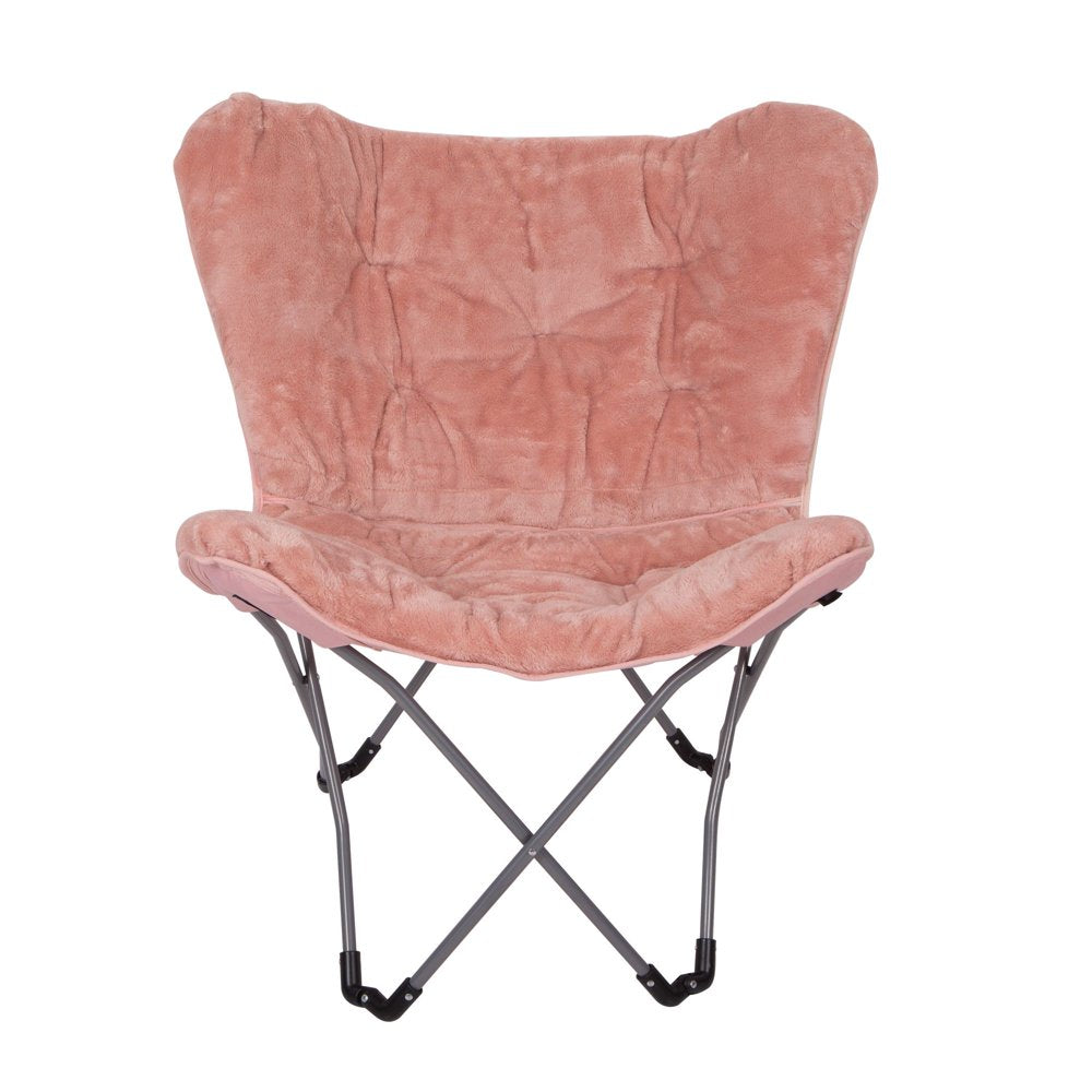 Mainstays Faux Fur Butterfly Folding Chair, Pink