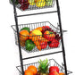 3 Tier Market Basket,Storage Basket Organizer, Fruit Vegetable Produce Metal Hanging Storage Bin for Kitchen,Bathroom Tower Baskets Stand