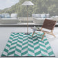Teal Outdoor Rug Camping Rug 5X8 Reversible Plastic Straw Rug Waterproof Modern Floor Mat Area Rug for Patio,Backyard, Rv Rugs for Outside