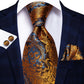 Navy Geometric Classic Men'S Tie All Silk Necktie Set Hanky Cufflinks Business