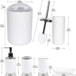 Bathroom Accessories Set Bath Ensemble Includes Soap Dispenser, Toothbrush Holder, Tumbler, Soap Dish for Decorative Countertop and Housewarming Gift ,Snow White