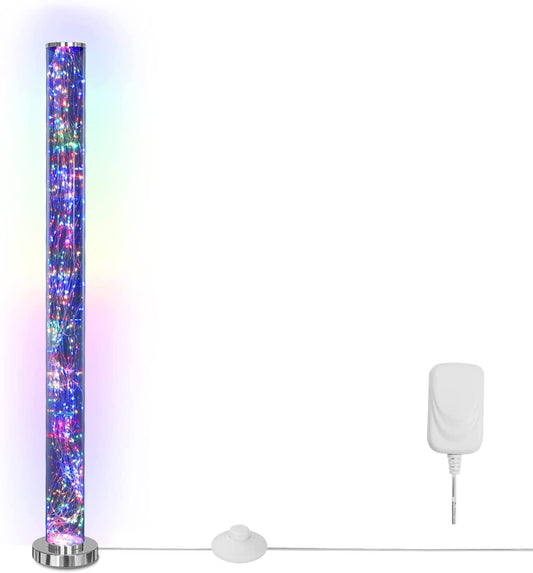 Clear Column Floor Lamp Modern LED Corner Standing Tube Floor Lamp, Elegant Design Exposed Rope Floor Lights for Living Room, Bedroom, Office, Christmas, Parties, Wedding(42" RGB Color)